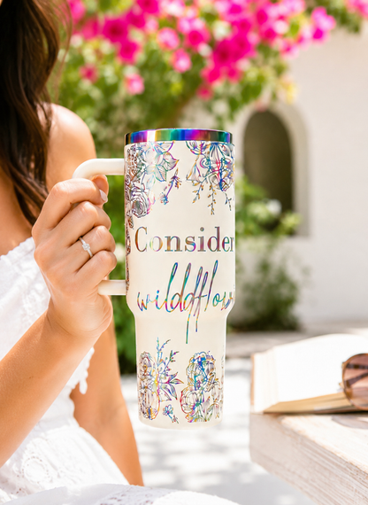 Consider the Wildflowers Christian Scripture Tumbler | Matthew 6:28–30 Faith Tumbler