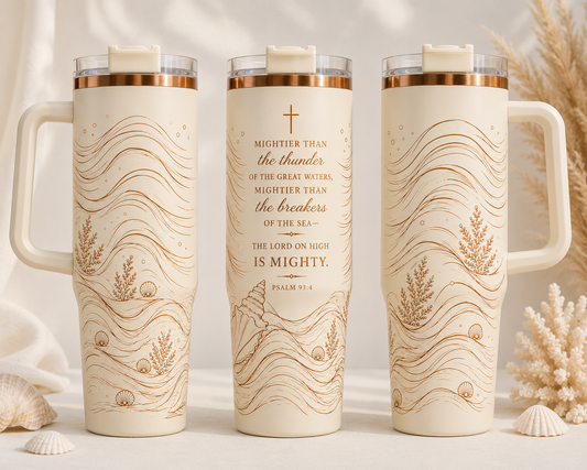 Psalm 93 Ocean Waves Christian Tumbler
