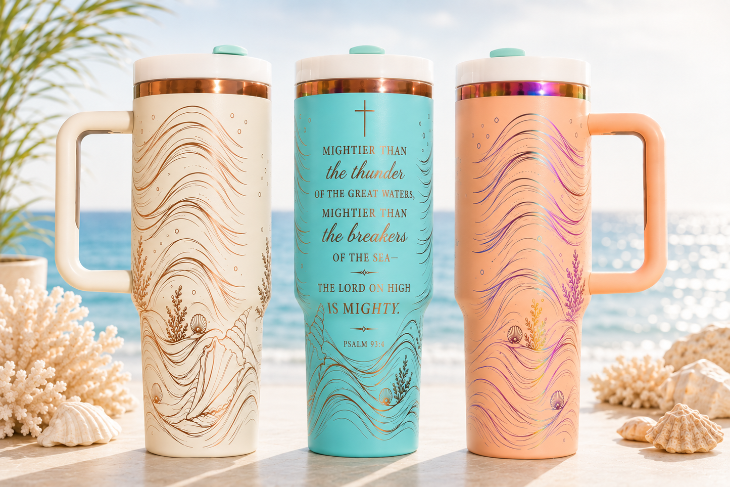 Psalm 93 Ocean Waves Christian Tumbler