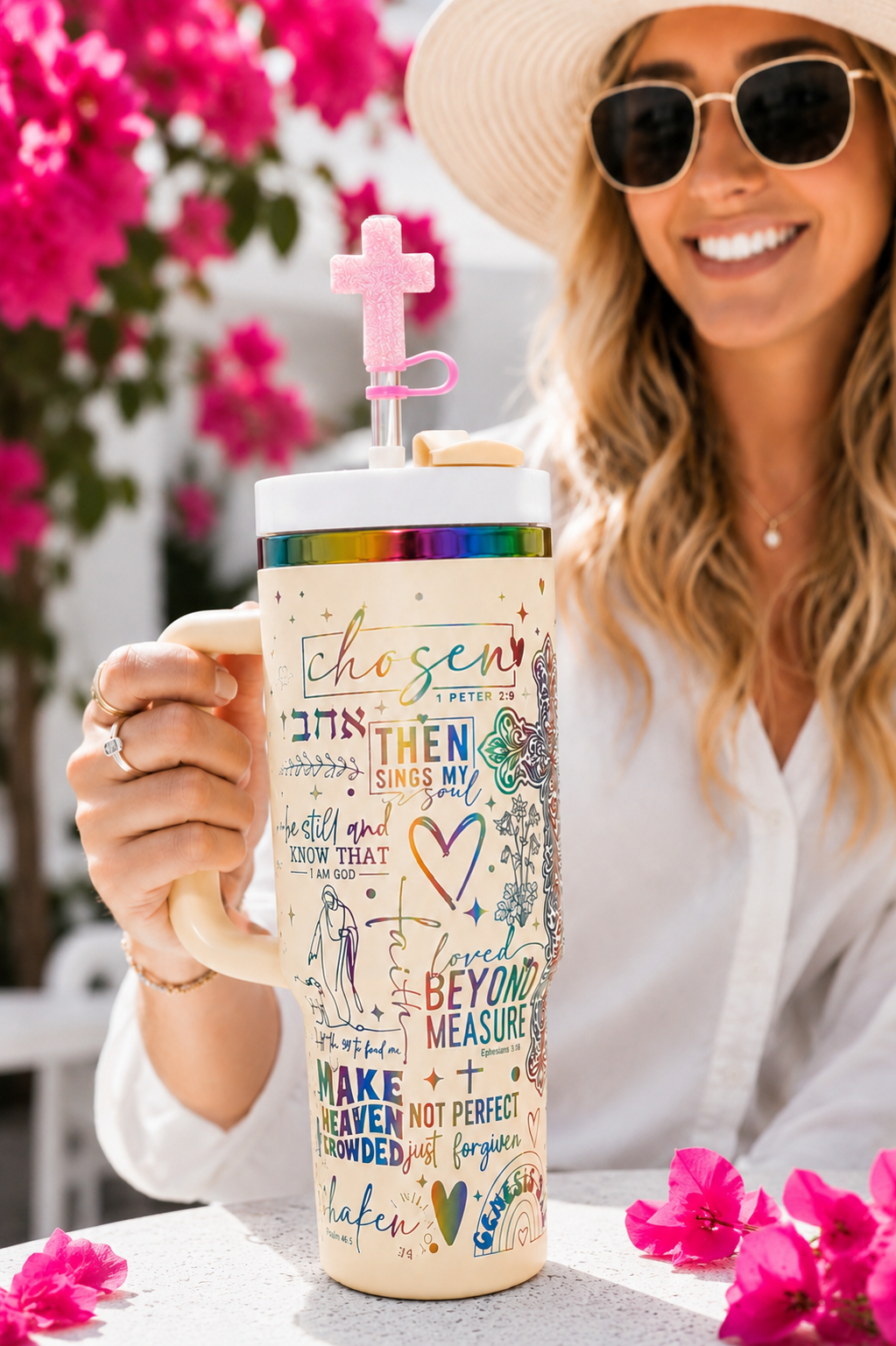 Glitter Cross Straw Cover | Christian Silicone Tumbler Accessory