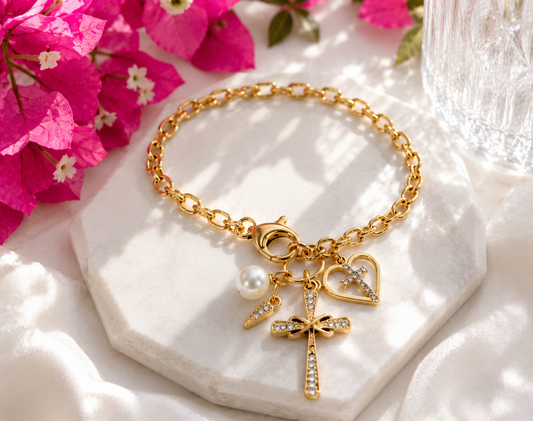 Gold Faith Cross Tumbler Charm – Elegant Christian Cup Accessory