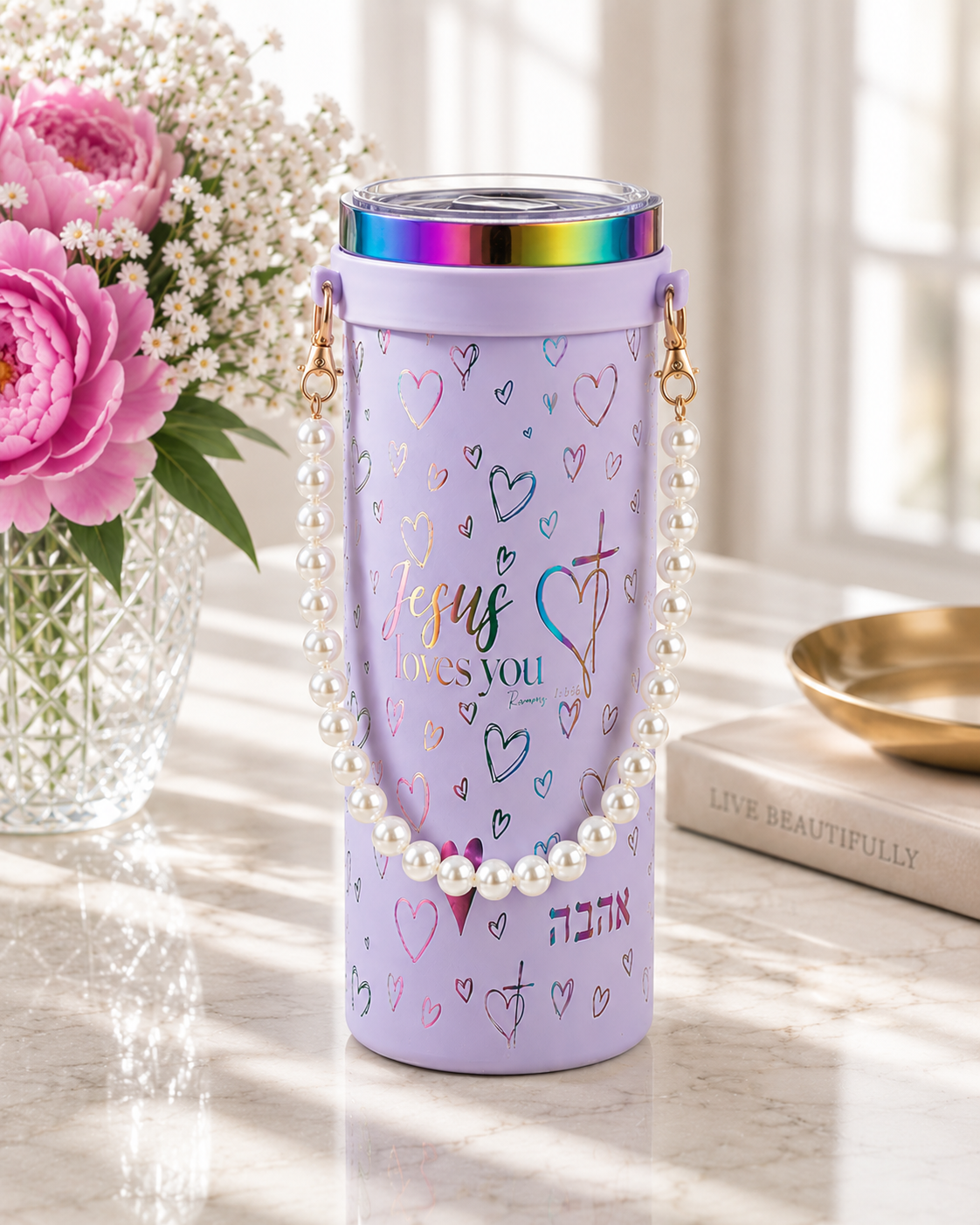 Pearl Tumbler Holder Strap | Fits 20oz–40oz Tumblers